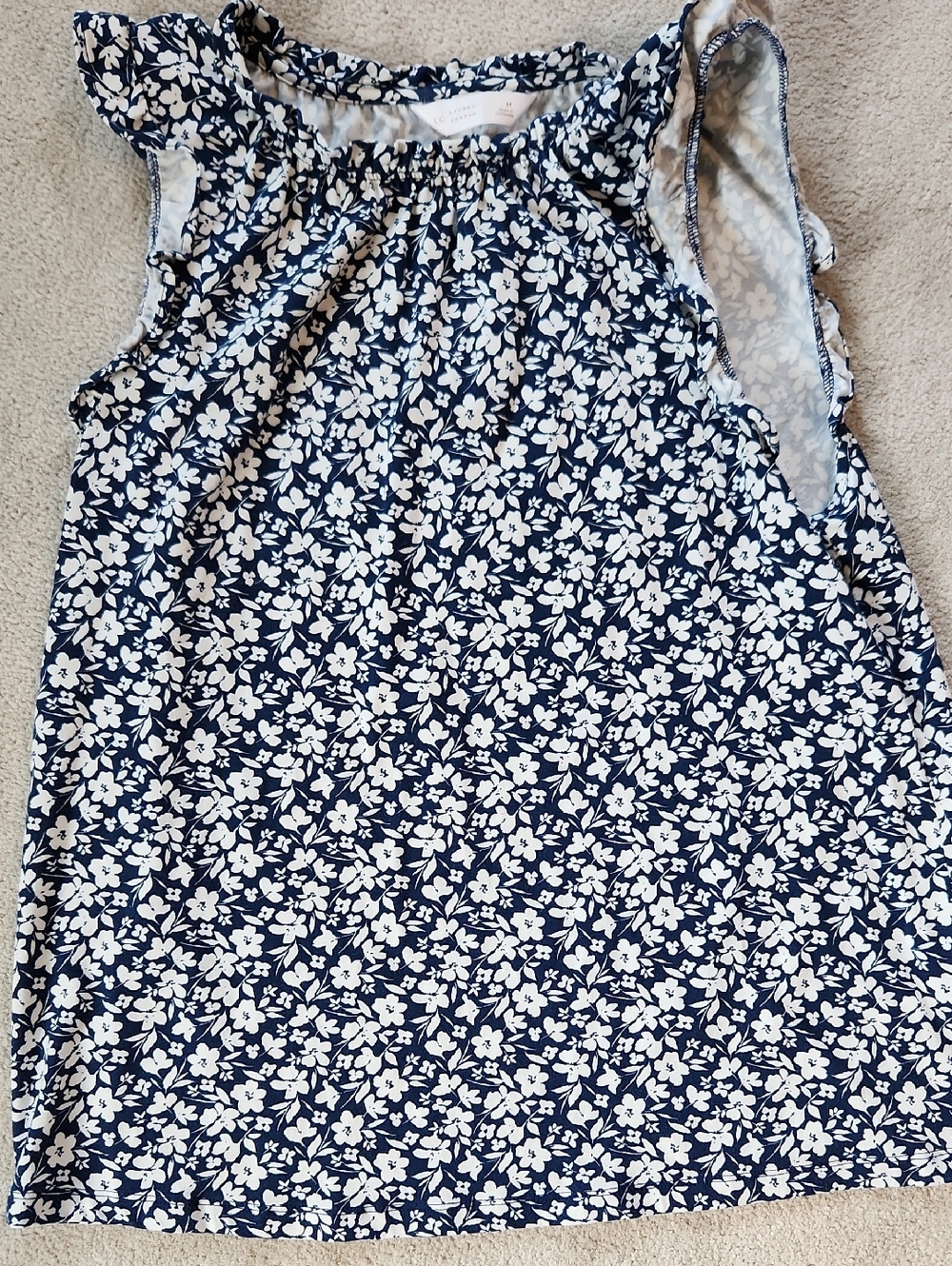 Lauren Conrad Sleeveless Blue White Floral Top - Medium
